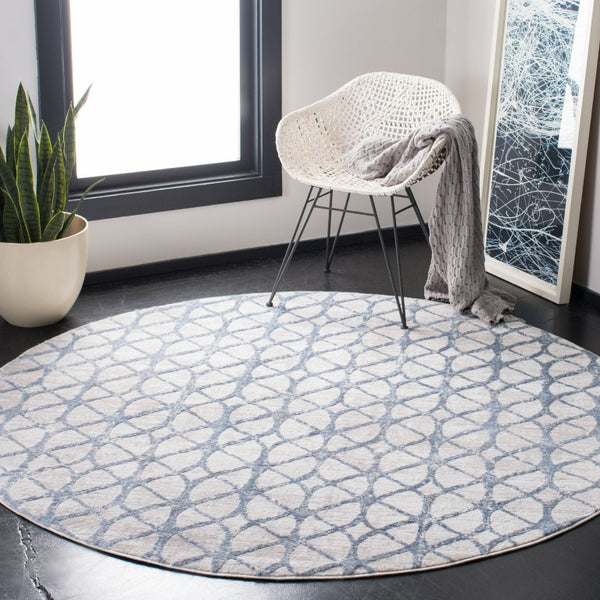 Safavieh Amelia Solid Grey Blue Round Rug Power Loomed Polypropylene for Living Room or Bedroom 8'-0" x 8'-0" - Round ALA792F-8R