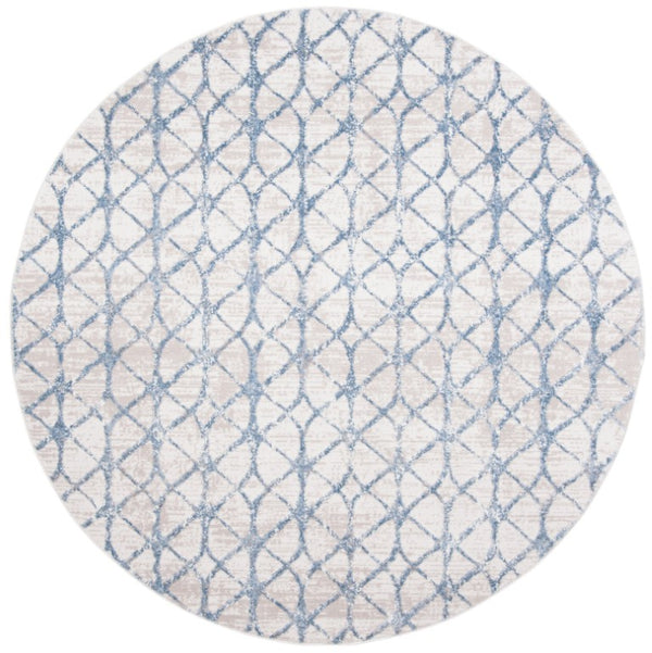 Safavieh Amelia Solid Grey Blue Round Rug Power Loomed Polypropylene for Living Room or Bedroom 8'-0" x 8'-0" - Round ALA792F-8R