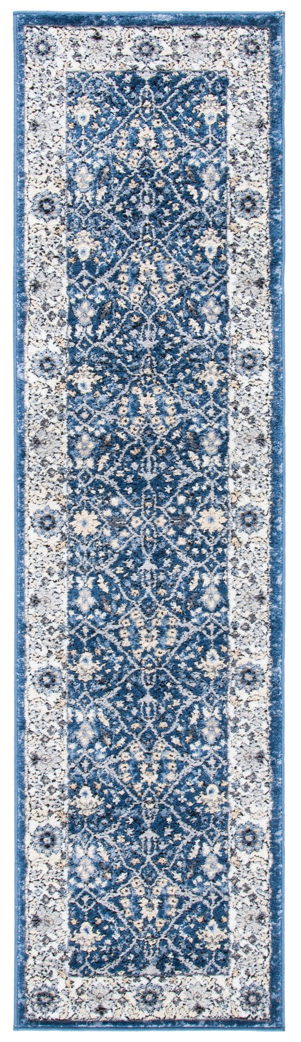 Safavieh Amelia Traditional Navy And Ivory Runner Rug — Low-Profile Floral Hallway Accent, Durable Turkish Power-Loomed 2'-2" x 12'-0" ALA793N-212