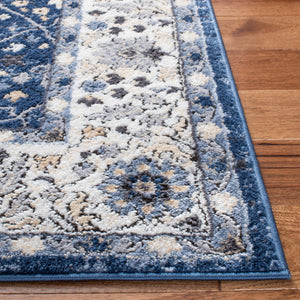 Safavieh Amelia Navy Ivory Floral Area Rug — Power-Loomed Turkey, Durable Stain-Resistant Poly Blend Accent 3'-0" x 3'-0" ALA793N-3SQ