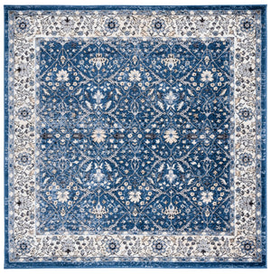 Safavieh Amelia Round Navy Ivory Floral Area Rug — Power-Loomed Turkey, Low Pile, Durable Stain-Resistant Finish 3'-0" x 3'-0" ALA793N-3R