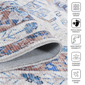 Amer Rugs Alaska Vintage Medallion Machine-washable Area Rug – Soft, Durable, And Perfect For Busy Homes Beige,Red Polyester, Cotton Ala892119