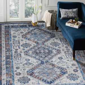 Amer Rugs Alaska Vintage Medallion Machine-washable Area Rug – Soft, Durable, And Perfect For Busy Homes Beige,Red Polyester, Cotton Ala892119