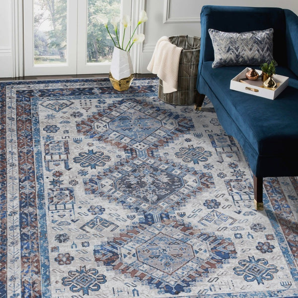 Amer Rugs Alaska Vintage Medallion Machine-washable Area Rug – Soft, Durable, And Perfect For Busy Homes Beige,Red Polyester, Cotton Ala892119