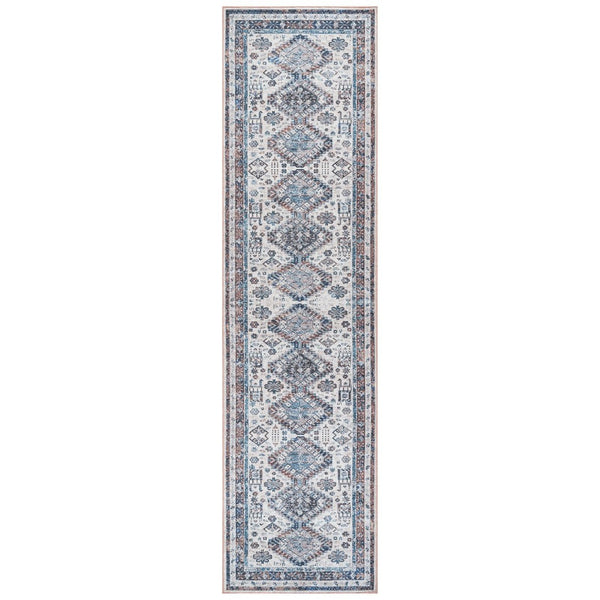 Amer Rugs Alaska Vintage Medallion Machine-washable Area Rug – Soft, Durable, And Perfect For Busy Homes Beige,Red Polyester, Cotton Ala82710