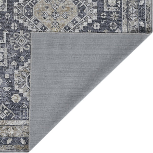Amer Rugs Alaska Vintage Medallion Machine-washable Area Rug – Soft, Durable, And Perfect For Busy Homes Gray,Mustard Polyester, Cotton Ala992119