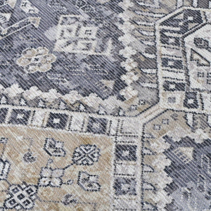 Amer Rugs Alaska Vintage Medallion Machine-washable Area Rug – Soft, Durable, And Perfect For Busy Homes Gray,Mustard Polyester, Cotton Ala992119