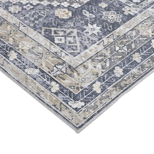 Amer Rugs Alaska Vintage Medallion Machine-washable Area Rug – Soft, Durable, And Perfect For Busy Homes Gray,Mustard Polyester, Cotton Ala992119