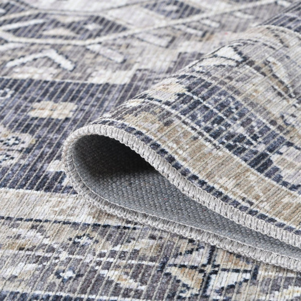 Amer Rugs Alaska Vintage Medallion Machine-washable Area Rug – Soft, Durable, And Perfect For Busy Homes Gray,Mustard Polyester, Cotton Ala992119