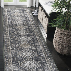 Amer Rugs Alaska Vintage Medallion Machine-washable Area Rug – Soft, Durable, And Perfect For Busy Homes Gray,Mustard Polyester, Cotton Ala92710
