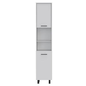 English Elm Hobart Tall Kitchen Pantry Cabinet with Four Legs, Three Interior Shelves, Two Shelves, Two Doors White 83.2 L x 19.8 W x 5 H B07091871