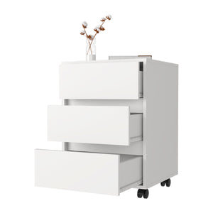 English Elm Artemisa 3-Drawer Filing Cabinet on 4 Casters with Durable Particleboard Top, Sleek White Finish B07091891