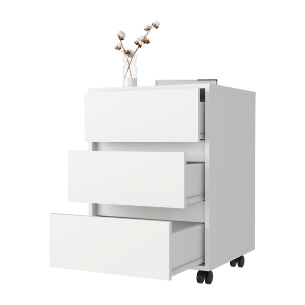 English Elm Artemisa 3-Drawer Filing Cabinet on 4 Casters with Durable Particleboard Top, Sleek White Finish B07091891