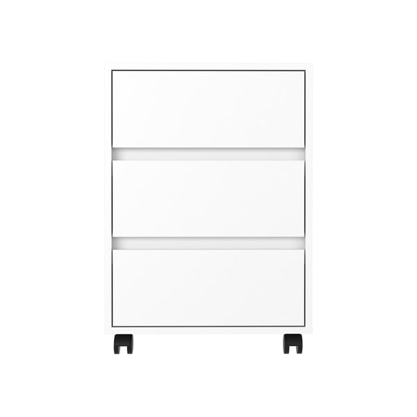 English Elm Artemisa 3-Drawer Filing Cabinet on 4 Casters with Durable Particleboard Top, Sleek White Finish B07091891