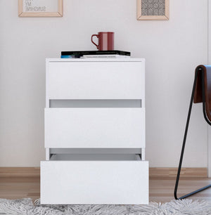 English Elm Artemisa 3-Drawer Filing Cabinet on 4 Casters with Durable Particleboard Top, Sleek White Finish B07091891