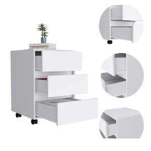English Elm Artemisa 3-Drawer Filing Cabinet on 4 Casters with Durable Particleboard Top, Sleek White Finish B07091891