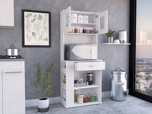 English Elm Capienza White Pantry Cabinet with Double Doors, Drawer & 3 Side Shelves – Spacious Two-Shelf Storage B07091899