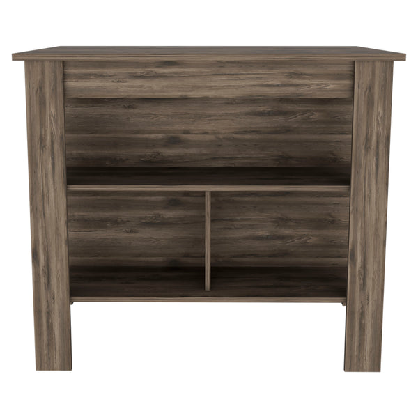 English Elm Cala Kitchen Island with 3 Shelves & 30" Leg Clearance, Dark Brown Particle Board, Fits 2 Stools — Extra Prep Space and Storage for Small Kitchens B07091834