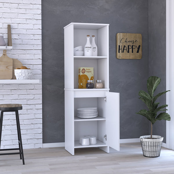 English Elm Eiffel White Kitchen Pantry Cabinet with Two External Shelves, Single Door and Two Interior Shelves - Durable Storage Solution B07091907