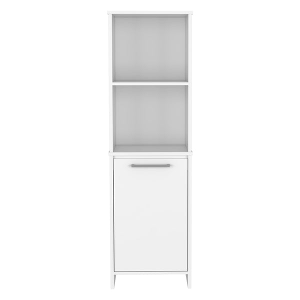 English Elm Eiffel White Kitchen Pantry Cabinet with Two External Shelves, Single Door and Two Interior Shelves - Durable Storage Solution B07091907
