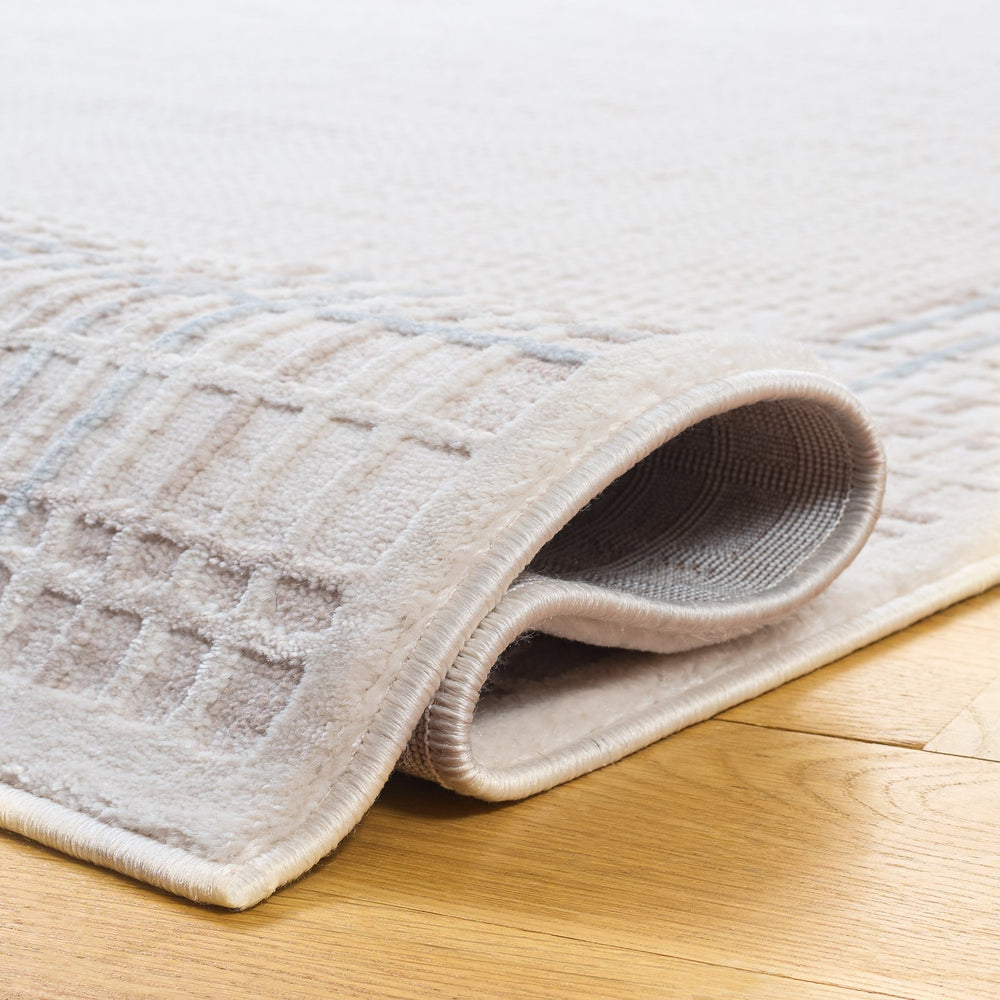 Safavieh Alba Ivory Grey 5'3" X 7'6" Rug – Low-Profile 1/2" Pile, Power-Loomed Turkey, Durable Polyester-Polypropylene Blend ALB100A-5