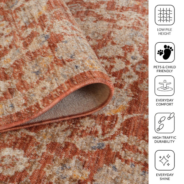 Amer Rugs Albany Vintage Power-loom Area Rug – Timeless Design, Durable Craftsmanship For Any Space Pink Polyester Alb589119