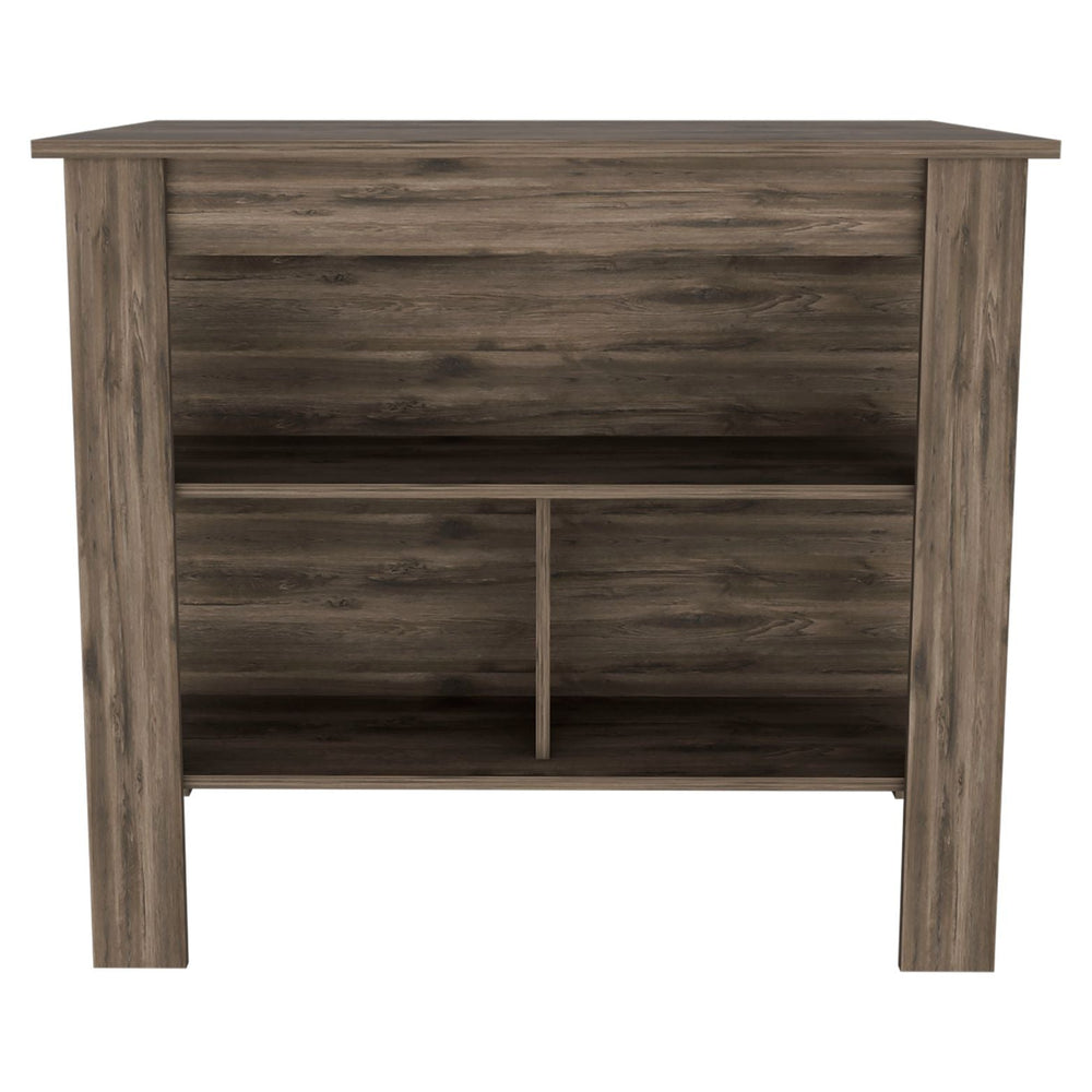 English Elm DEPOT Delos Kitchen Island with Spacious Leg Room, Wide Top Surface, Three Shelves Dark Brown, Easy Assembly B097132965