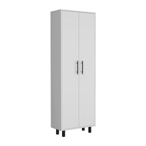 English Elm Multistorage lockable cabinet 35" H with two doors, two shelves, metal hardware, wheels for mobility White 78.74 L x 17.32 W x 5.12 H B097133046