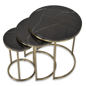 Soho Concept Alexy Marble Nesting End Tables - Italian White Carrara & Black Marble With Brass Gold Finish Brass,Black  Soho-concept-dining-chair-13606