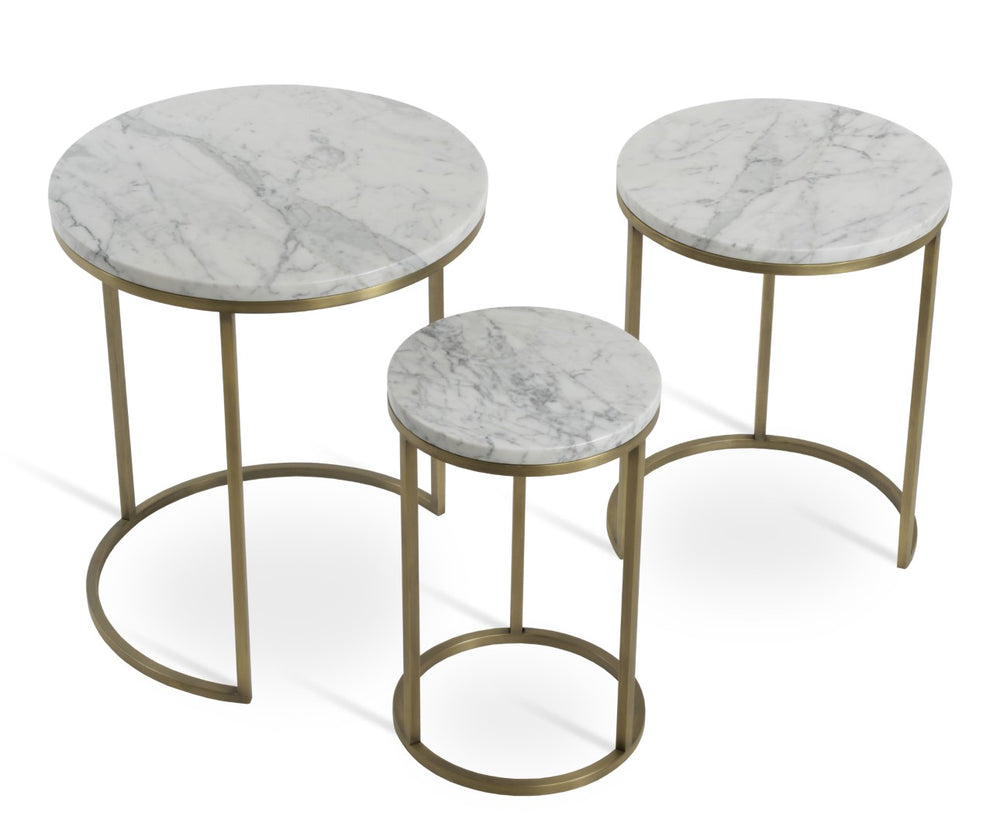 Soho Concept Alexy Marble Nesting End Tables - Italian White Carrara & Black Marble With Elegant Brass Finish White,Brass,Gold  Soho-concept-dining-chair-13605