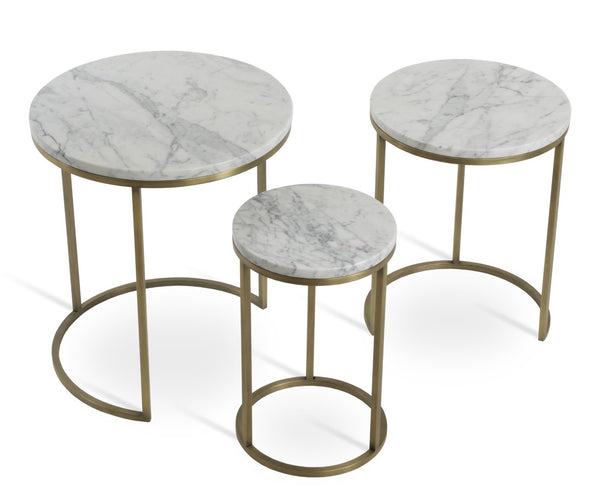 Soho Concept Alexy Marble Nesting End Tables - Italian White Carrara & Black Marble With Elegant Brass Finish White,Brass,Gold  Soho-concept-dining-chair-13605