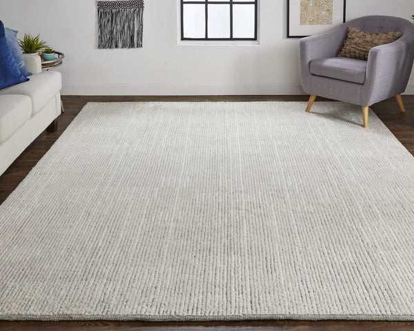Feizy Rugs Alford Hand Knotted Wool Area Rug Soft Geometric Neutral Pile for Large Living Rooms ALF6922FIVY000J55