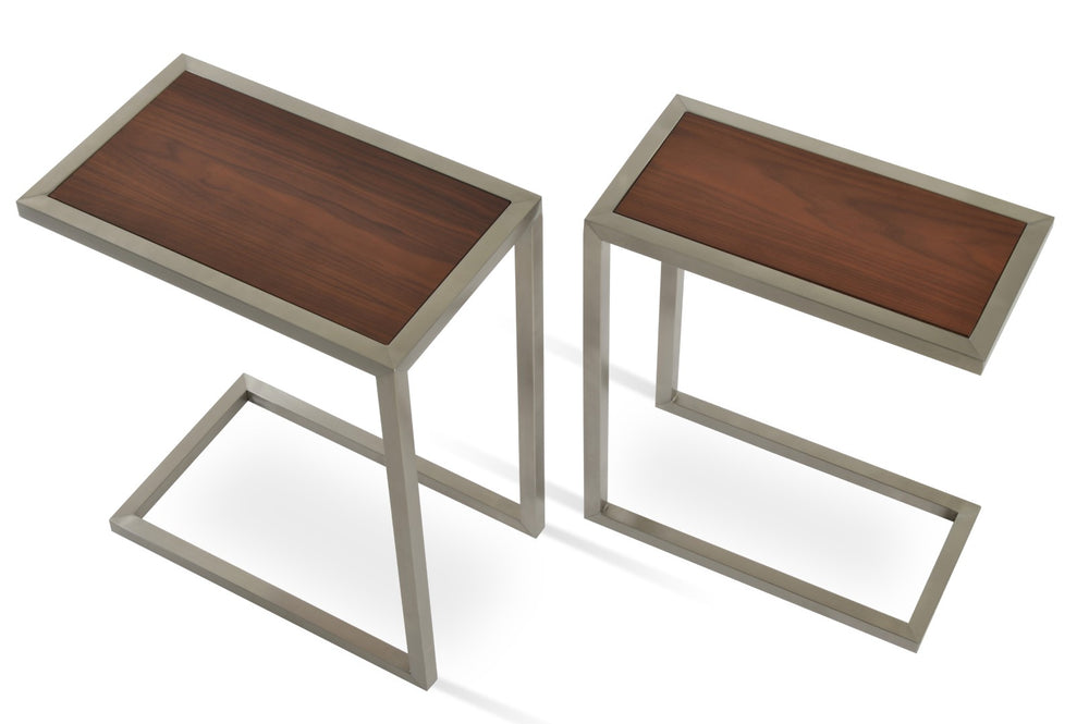 Soho Concept Alfa Nesting Tables: Elegant Black Glass & Walnut Tops With Brushed Matte Steel Frames - Modern Design Walnut  Soho-concept-dining-chair-13616