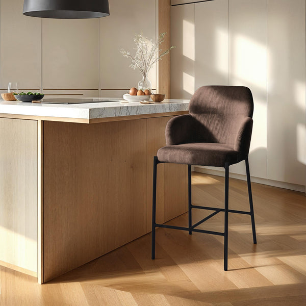 Lh Imports Allegra Counter Stool - Stylish Foam Upholstered Seating With Durable Iron Base For Home Elegance Brown Polyester,Foam,Iron,Plywood Alg026-cbr