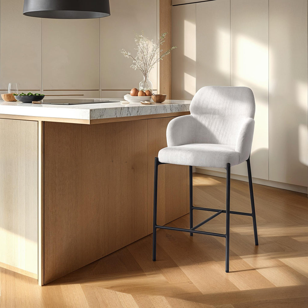 Lh Imports Allegra Counter Stool - Stylish Foam Upholstered Seating With Durable Iron Base For Home Elegance White Polyester,Foam,Iron,Plywood Alg026-cgr