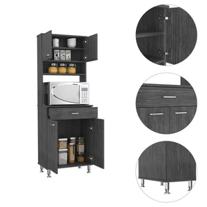 English Elm Della 60-Inch Kitchen Pantry With Countertop – Stylish Smokey Oak Storage & Spice Rack Solution B07091843