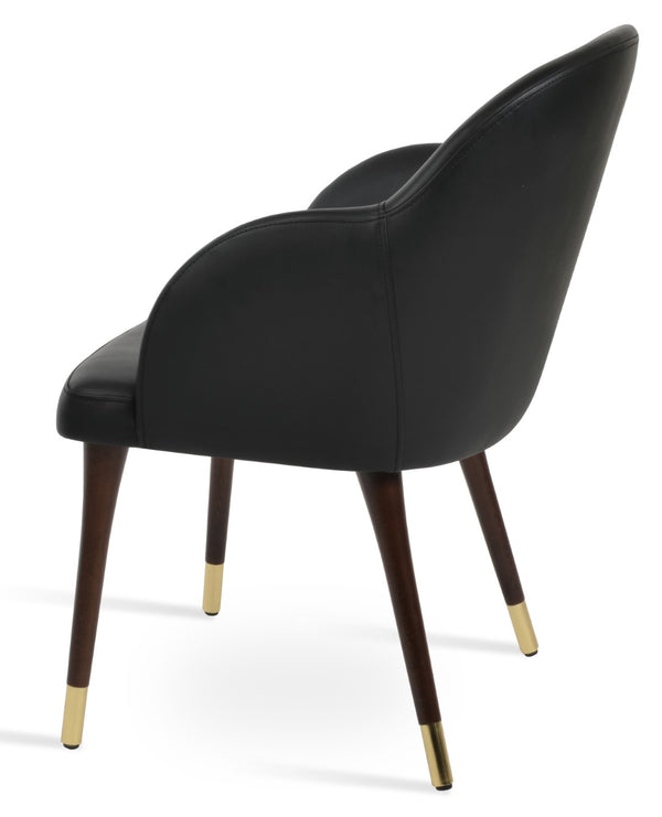 Soho Concept Alice Wood Armchair Dining Chair – Premium Leatherette, Solid Beech Frame, 2-year Guarantee, In Stock! Black,Walnut,Chrome  Soho-concept-dining-chair-00024