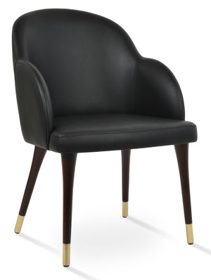 Soho Concept Alice Wood Armchair Dining Chair – Premium Leatherette, Solid Beech Frame, 2-year Guarantee, In Stock! Black,Walnut,Chrome  Soho-concept-dining-chair-00024