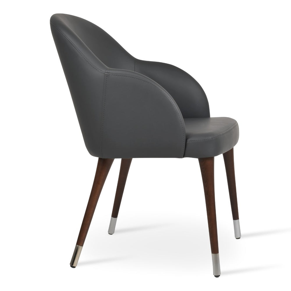 Soho Concept Alice Wood Armchair Dining Chair – Premium Leatherette, Solid Beech Frame, 2-year Guarantee, In Stock! Grey,Walnut,Chrome  Soho-concept-dining-chair-00025