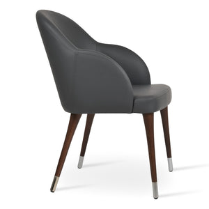Soho Concept Alice Wood Armchair Dining Chair – Premium Leatherette, Solid Beech Frame, 2-year Guarantee, In Stock! Grey,Walnut,Chrome  Soho-concept-dining-chair-00025