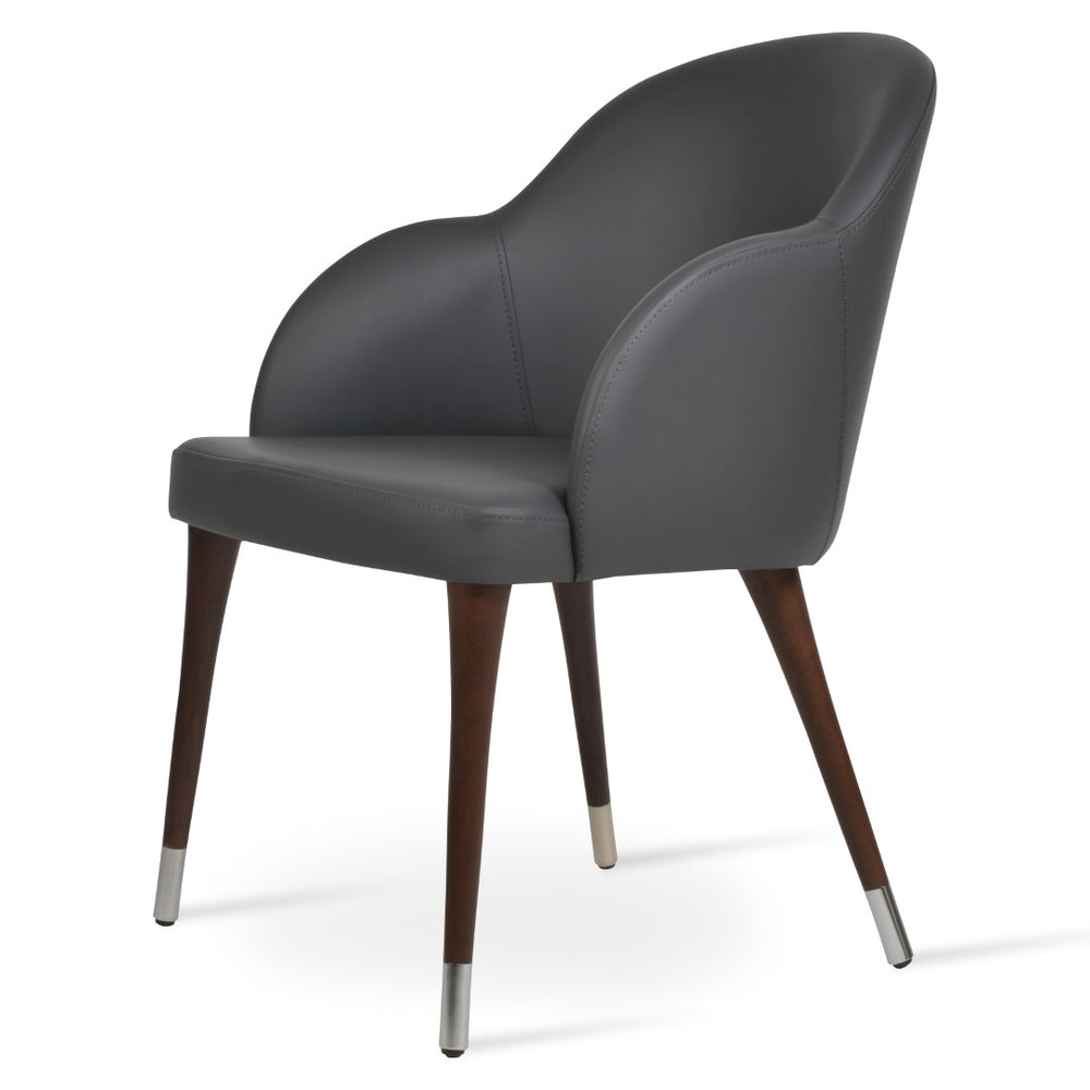 Soho Concept Alice Wood Armchair Dining Chair – Premium Leatherette, Solid Beech Frame, 2-year Guarantee, In Stock! Grey,Walnut,Chrome  Soho-concept-dining-chair-00025
