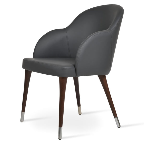 Soho Concept Alice Wood Armchair Dining Chair – Premium Leatherette, Solid Beech Frame, 2-year Guarantee, In Stock! Grey,Walnut,Chrome  Soho-concept-dining-chair-00025