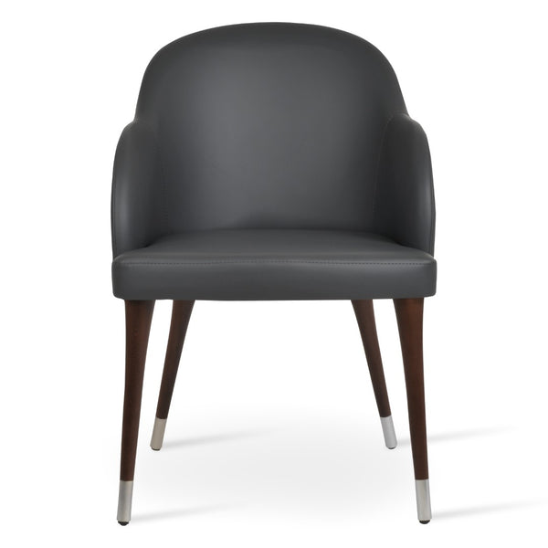 Soho Concept Alice Wood Armchair Dining Chair – Premium Leatherette, Solid Beech Frame, 2-year Guarantee, In Stock! Grey,Walnut,Chrome  Soho-concept-dining-chair-00025