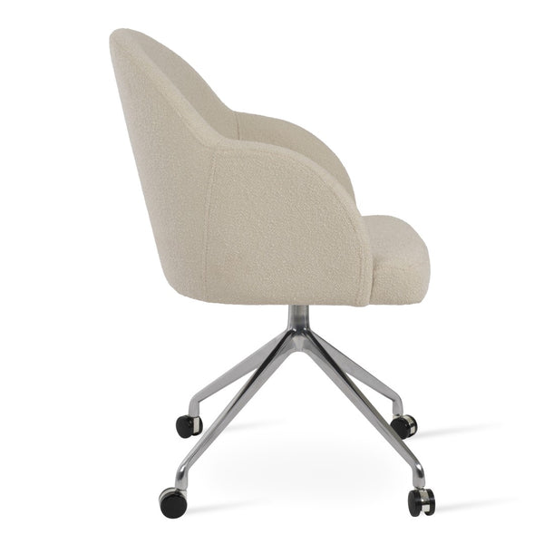Soho Concept Alice Office Armchair - Ergonomic Design, Adjustable Height, Luxurious Fabric Options, 10-year Guarantee White  Soho-concept-dining-chair-00031