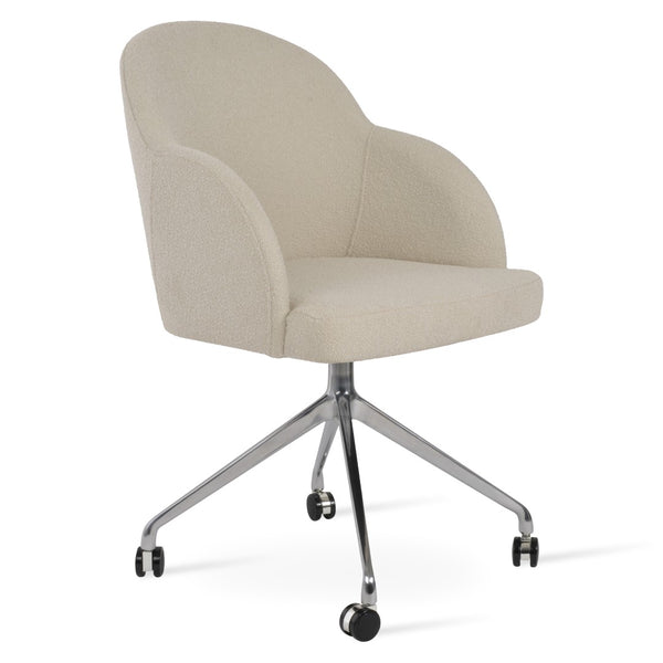 Soho Concept Alice Office Armchair - Ergonomic Design, Adjustable Height, Luxurious Fabric Options, 10-year Guarantee White  Soho-concept-dining-chair-00031