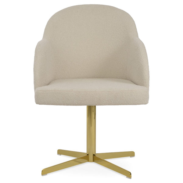 Soho Concept Alice Office Armchair - Ergonomic Design, Adjustable Height, Luxurious Fabric Options, 10-year Guarantee Gold,White  Soho-concept-dining-chair-00019
