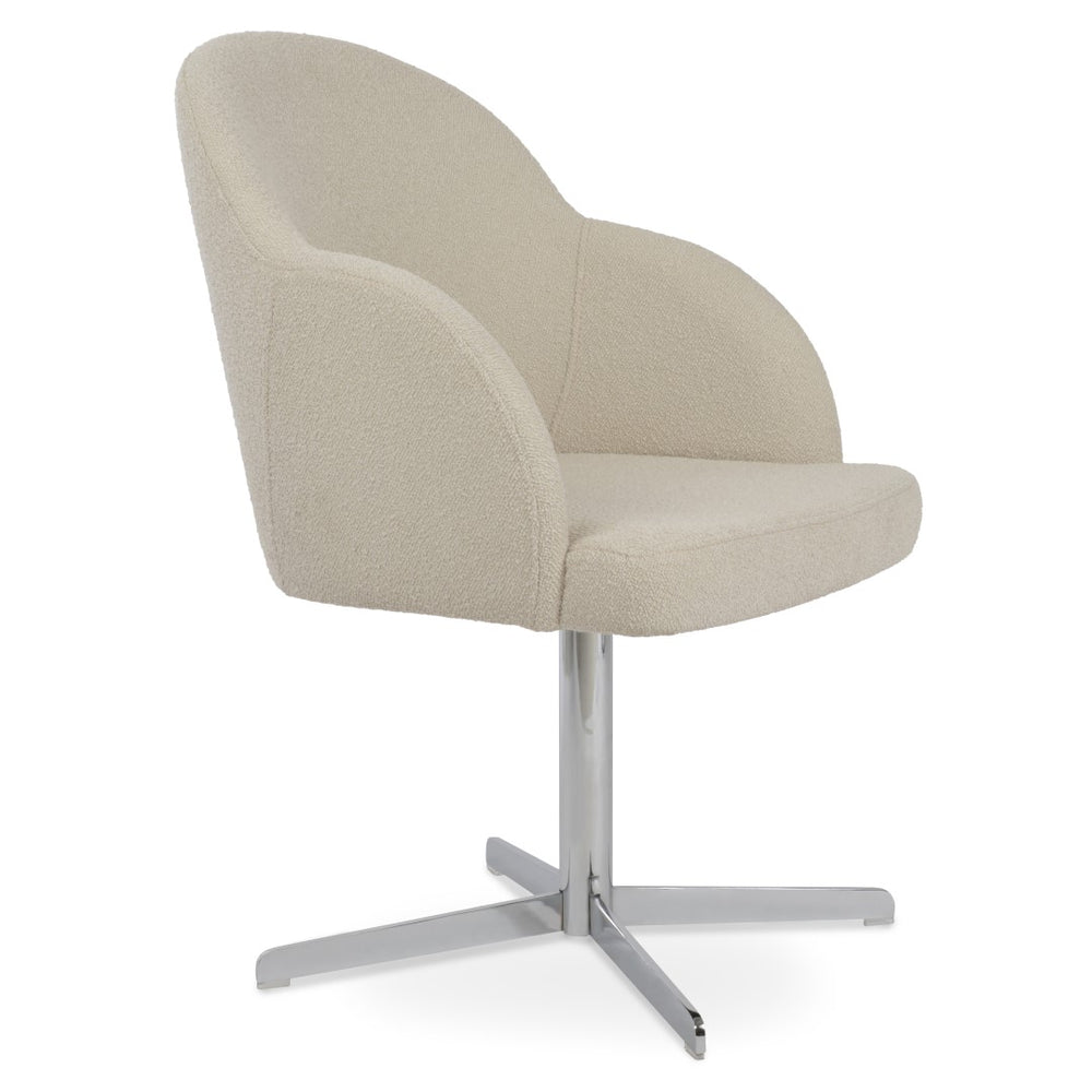 Soho Concept Alice Office Armchair - Ergonomic Design, Adjustable Height, Luxurious Fabric Options, 10-year Guarantee Chrome,White  Soho-concept-dining-chair-00017