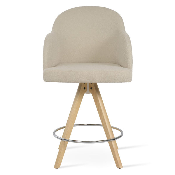 Soho Concept Eiffel Arm Pyramid Barstools & Counterstools - Stylish Swivel Design, Solid Wood Options & Fabrics Natural,White  Soho-concept-dining-chair-10163