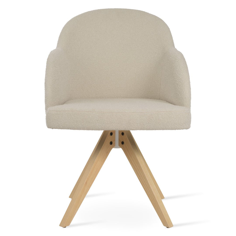 Soho Concept Tribeca Arm Pyramid Swivel Dining Chair - Stylish Comfort With Premium Upholstery Options & Guarantees Natural,White  Soho-concept-dining-chair-00027