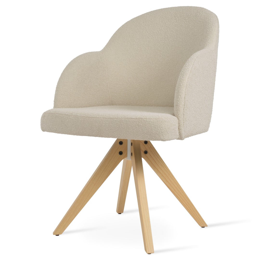 Soho Concept Tribeca Arm Pyramid Swivel Dining Chair - Stylish Comfort With Premium Upholstery Options & Guarantees Natural,White  Soho-concept-dining-chair-00027